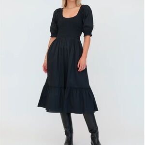 NWOT black xs hill house long sleeve nap dress with pockets.